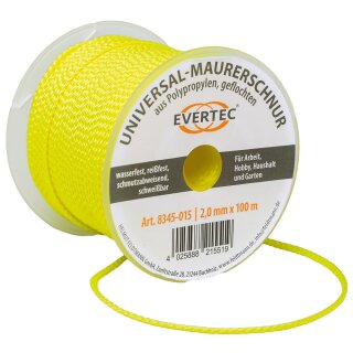 Maurerschnur Polypropylen geflochten, Ø 2,00 mm, 100 m, Farbe: neongelb