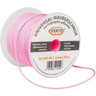 Maurerschnur Polypropylen geflochten, Ø 2,00 mm, 100 m, Farbe: neonpink