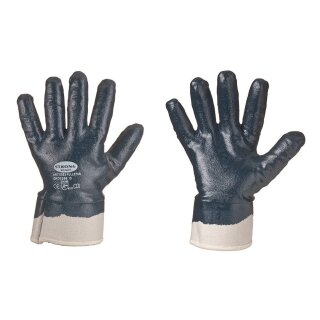 StrongHand FULLSTAR, 100% Bauwollhandschuh, mit blauer Nitril- Vollbeschichtung, Gr. 09 - 11