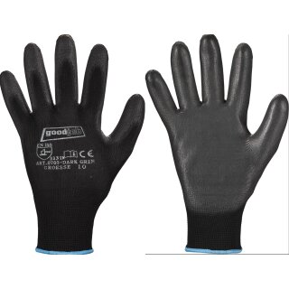 goodjob DARK GRIP, Feinstrickhandschuhe, PU-Beschichtet, schwarz, Gr. 10
