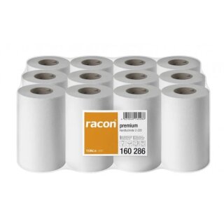 racon premium Handtuchrollen mini 20x36 cm, 220 Blatt, 12er Pack, Zellstoff, hochweiß, 2-lagig, 12 Ro/VE