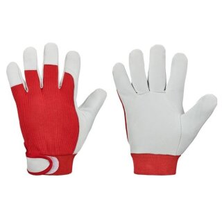 goodjob RED NAPPA, Nappalederhandschuhe, 100% Baumwolle, rot, Gr. 08