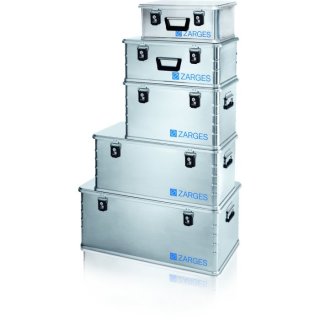 ZARGES Mini-Boxen, Midi- u. Maxi-Box, Aluminium, 24 - 135 l, inkl. Zylinderschloss und Schlüssel