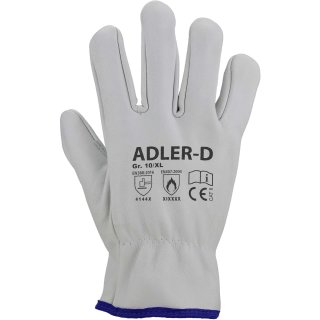 ADLER-D, Driver-Handschuh aus Rindvollleder, Norm: EN 388/407, Leistungsstufen: 4.1.4.4.X., Größe