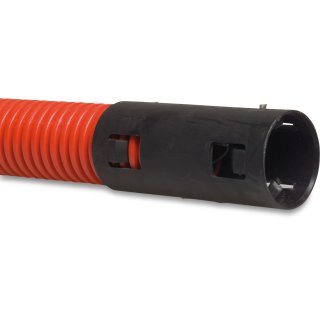 HDPE Kabelschutzschlauch, PE, 40 - 200 mm, Klick Muffe x Glatt, rot/schwarz