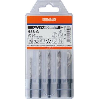 Projahn Set DIN338 HSS-G PROSTEP 5-tlg. Ø 3 – 4 – 5 – 6 – 8 mm