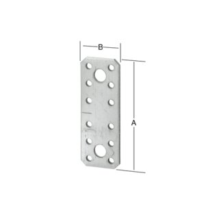 Flachverbinder, Stahl, galv. verzinkt, 96 x 35 mm, Stärke: 2,5 mm