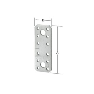 Flachverbinder, Stahl, galv. verzinkt, 136 x 55 mm, Stärke: 2,5 mm