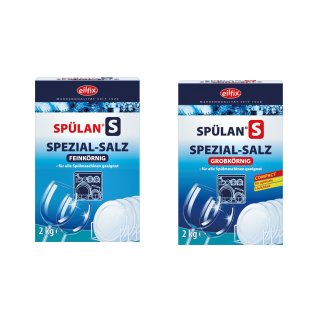 SPÜLAN® S Spezial-Salz für Geschirrspülmaschinen, fein oder grob, 2 kg Faltschachtel