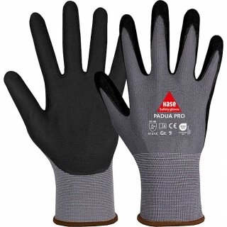 HASE Montagehandschuh aus Nylonfeinstrick *Padua Pro* mit Micro-Nitrilschaum Beschichtung an Handinnenfläche und Fingerkuppen, OEKO-TEX®, Größe: 05 - 12
