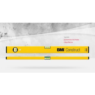 BMI Construct Aluminium Wasserwaage, Querschnitt: 48 x 22 mm, gelb pulverbeschichtet, 30 - 200 cm