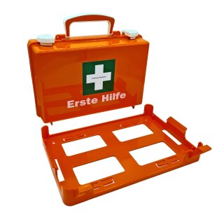 Erste-Hilfe-Koffer QUICK, gefüllt nach DIN 13157, Inklusive Wandhalterung mit 90°- Stop-Arretierung, plombierbar