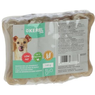 KERBL Pet Kauknochen aus Rinderhaut, Paket á 4 Knochen (Inhalt: 130g), MHD 05/2026