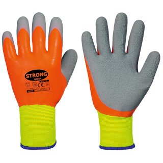 StrongHand DOUBLE ICE, Winterhandschuh, orange/grau/gelb, vollbeschichtet, Gr. 08 - 11