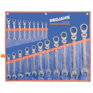 Projahn GearTech Schlüssel Satz Rolltasche 20tlg, flexibel 6 - 7 - 8 - 9 - 10 - 11 - 12 - 13 - 14 - 15 - 16 - 17 - 18 - 19 - 21 - 22 - 24 - 27 - 30 - 32 mm