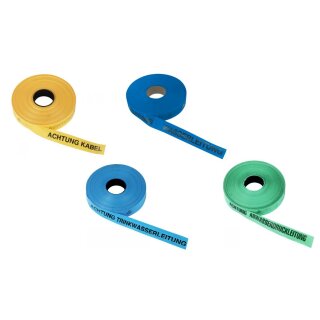 Trassenwarnband, blau/gelb/grün, Rolle á 40mm x 250m