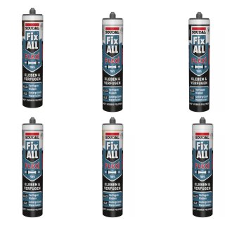 Soudal, Fix All Flexi, Kleb- und Dichtstoff, 6 verschiedene Farben, Kartusche á 470 g
