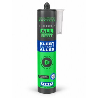 OttoColl ALLBERT, Montagekleber für Innen/Außen, Klebt sofort alles, weiß, Kartusche á 219 ml / 426 g