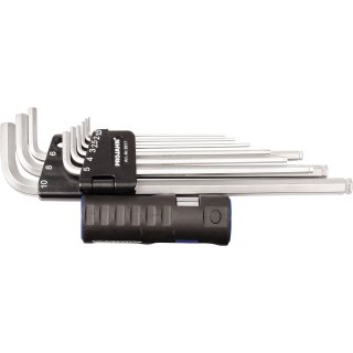 Projahn Innensechskant- Winkelstiftschlüssel- Set mit Multifunktionsgriff und TURBALL®- Kugelkopf, 9 Teile in Cliphalter